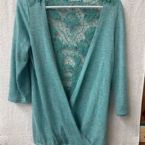 Maurices Turquoise Lace Detail Top